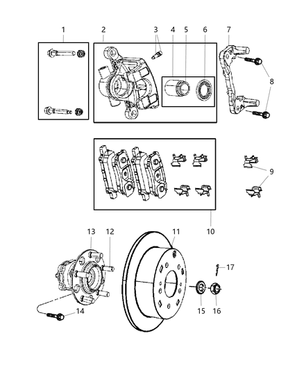 2008 Jeep Patriot Wheel Bearing And Hub Assembly Rear Right Diagram for 5105719AB