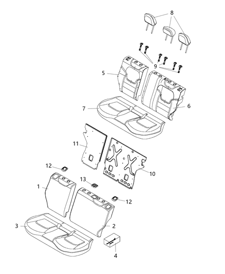 2020 Jeep Renegade Cover Right-Rear Seat Back Diagram for 6SJ62U00AA