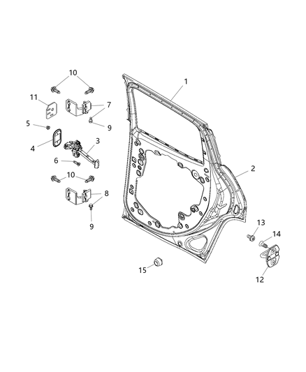 2018 Jeep Renegade Rear Door - Shell & Hinges Diagram