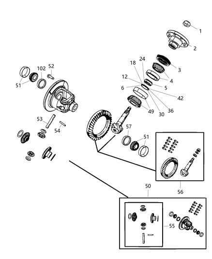2018 Jeep Wrangler SHIM-Differential Bearing Diagram for 68404513AA