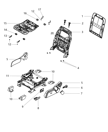 2018 Dodge Journey Adjusters, Recliners & Shields - Driver Seat - Power Diagram