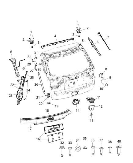 2021 Jeep Compass APPLIQUE-License Lamp Diagram for 6TE16KWHAA
