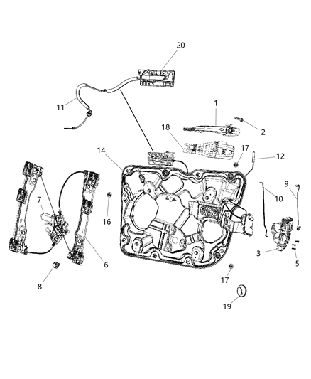 2020 Jeep Grand Cherokee Cable-Inside Handle To Latch Diagram for 68079300AB