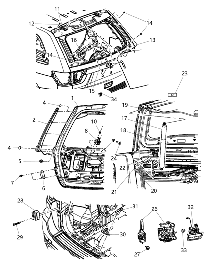 2012 Jeep Grand Cherokee Liftgate Latch Diagram for 4589131AF