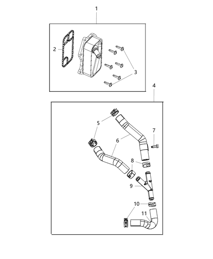 2021 Jeep Wrangler Engine Oil Cooler & Hoses/Tubes Diagram 2