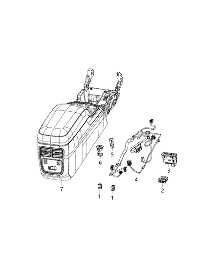 2017 Dodge Charger Connector, USB & Power Charger Diagram 1