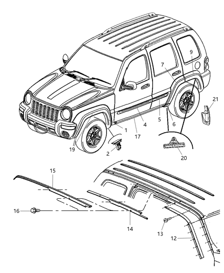 2004 Jeep Liberty Cover-Front Door Diagram for 5GF54ZBJAB
