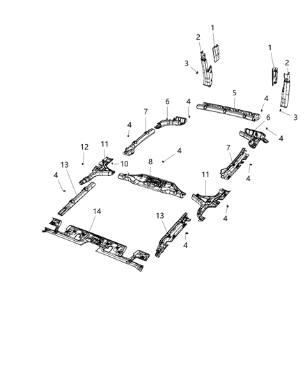 2021 Jeep Wrangler Molding-B Pillar Diagram for 6GP01TX7AE