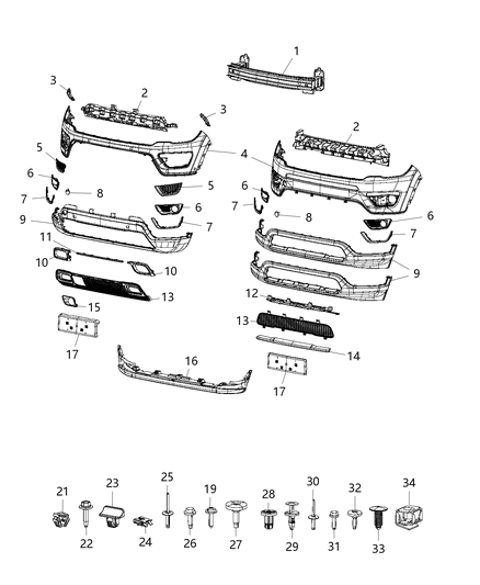 2021 Jeep Compass Bracket-Adaptive Cruise Control Diagram for 68256884AB