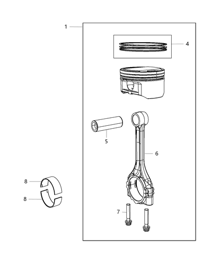 2018 Dodge Journey Piston , Piston Rings , Connecting Rods And Connecting Rod Bearings Diagram 1