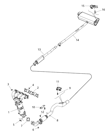 2019 Jeep Renegade Exhaust And Catalytic Converter Diagram for 68462609AA