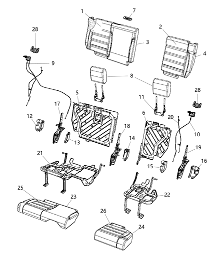 2014 Jeep Wrangler Rear Seat - Split Seat Diagram 3