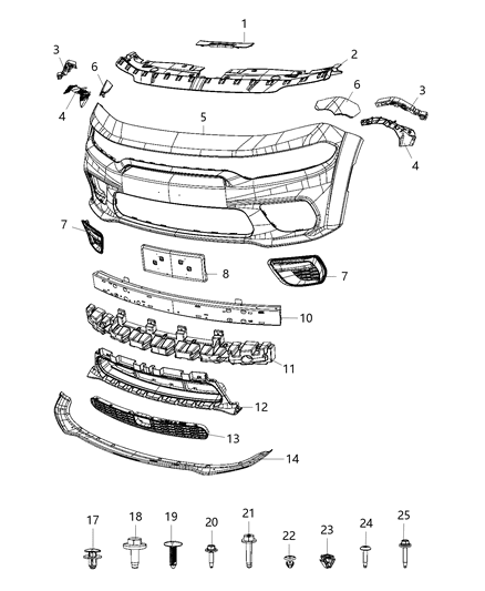 2020 Dodge Charger Bracket-FASCIA Support Diagram for 68421764AE