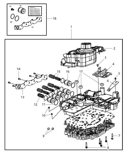 2010 Jeep Commander Valve Body & Related Parts Diagram 1