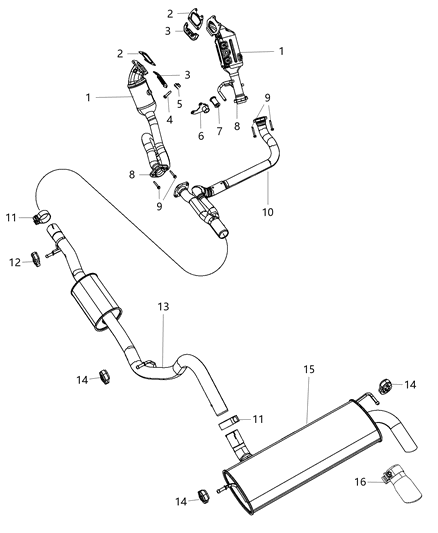 2015 Jeep Wrangler Converter-Exhaust Diagram for 68085148AF