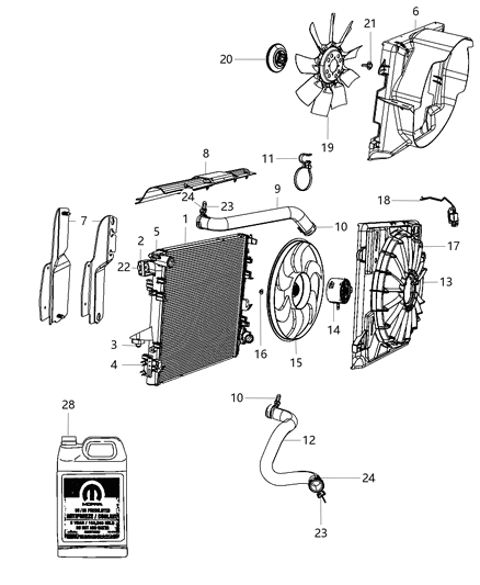 2012 Jeep Wrangler Motor-Radiator Fan Diagram for 68039595AA