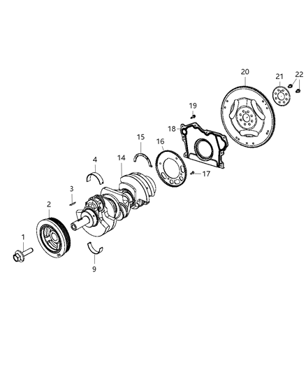 2017 Chrysler 200 Crankshaft , Crankshaft Bearings , Damper And Flywheel Diagram 5