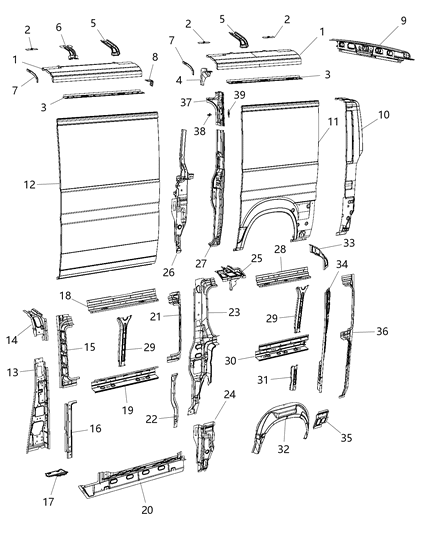 2014 Ram ProMaster 2500 Panels Body Side - Diagram 1
