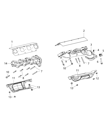 2019 Ram 3500 Exhaust Manifold & Heat Shield Diagram