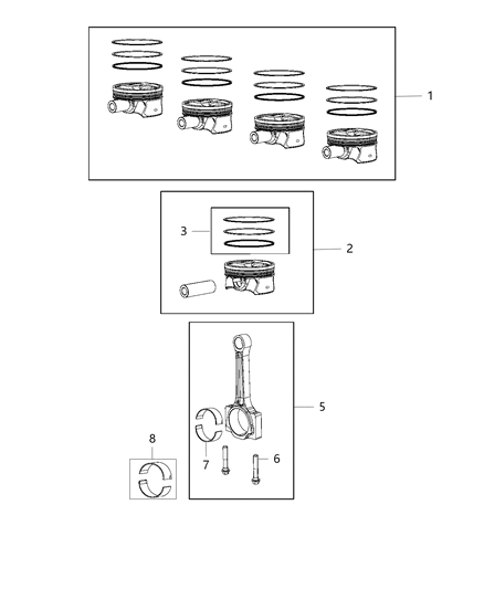 2018 Jeep Renegade Pistons , Piston Rings , Connecting Rods & Bearings Diagram 3