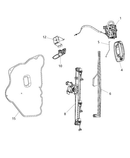 2020 Ram ProMaster 1500 Front Door, Hardware Components Diagram