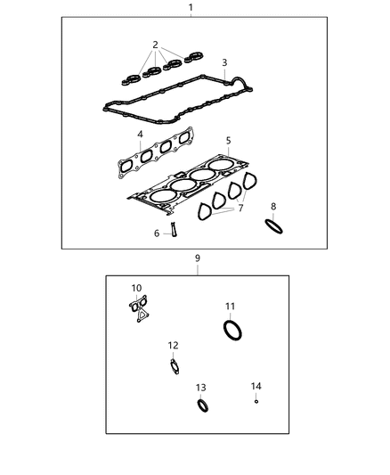 2015 Jeep Renegade Engine Gasket Kits Diagram