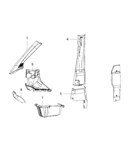 2020 Ram ProMaster 2500 Interior Moldings And Pillars Diagram