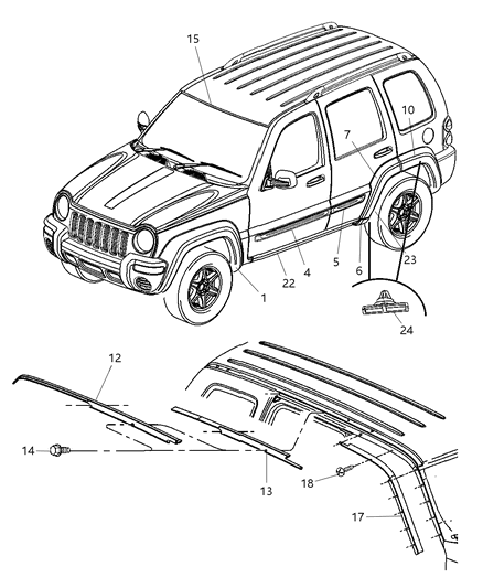 2002 Jeep Liberty Cover-Front Door Diagram for 5GF54WE5AB
