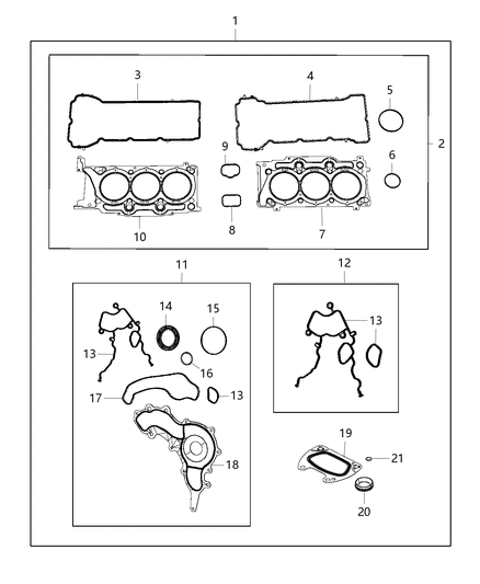 2018 Dodge Journey Engine Gasket / Install Kits Diagram