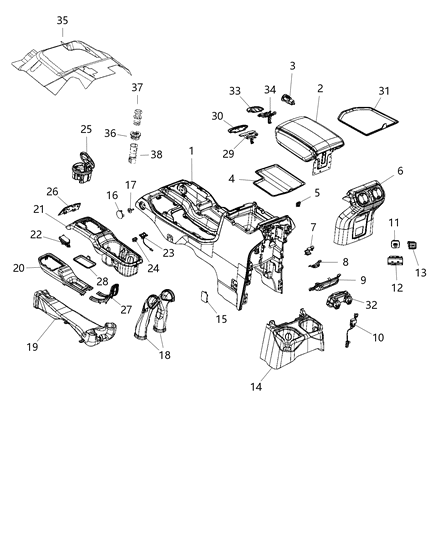2020 Jeep Gladiator MPR Cover-SHIFTER Diagram for 6TV57TX7AA