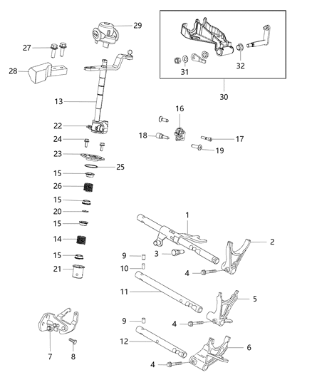 2018 Jeep Renegade Shift Forks & Rails Diagram 1