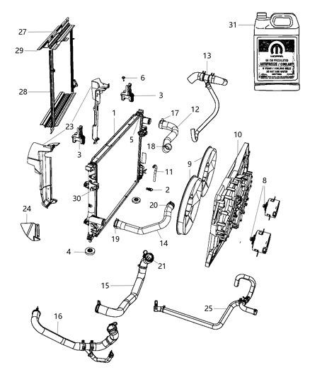 2010 Dodge Charger Engine Cooling Radiator Diagram for 68050131AA