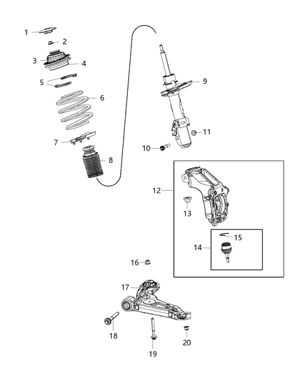 2019 Jeep Cherokee STRUT-Front Suspension Diagram for 68373949AC