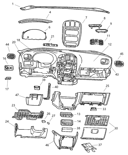 2001 Chrysler Town & Country Insert-Instrument Panel Diagram for 5009056AA