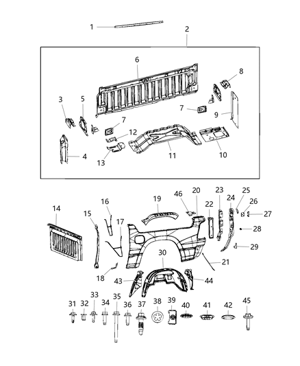 2019 Ram 1500 Support Front Diagram for 68422088AB