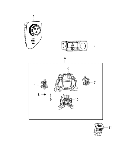 2018 Jeep Renegade Switches - Console Diagram