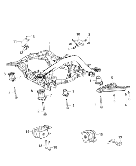 2021 Dodge Durango Cradle, Front Diagram