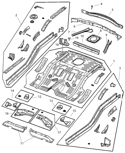 2003 Jeep Liberty Pan-Floor Diagram for 55360015AE