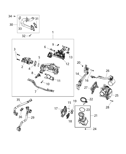 2018 Jeep Cherokee Tube-Engine COOLANT To Oil COOLE Diagram for 68349779AA