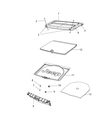 2020 Jeep Renegade Rear Load Floor And Cargo Cover Diagram