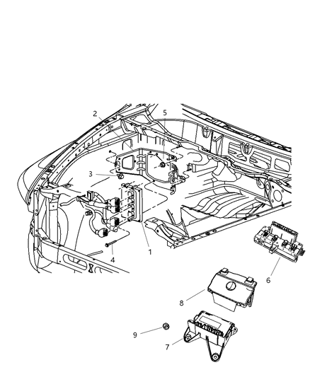 2012 Ram 3500 Modules, Engine Compartment Diagram 1