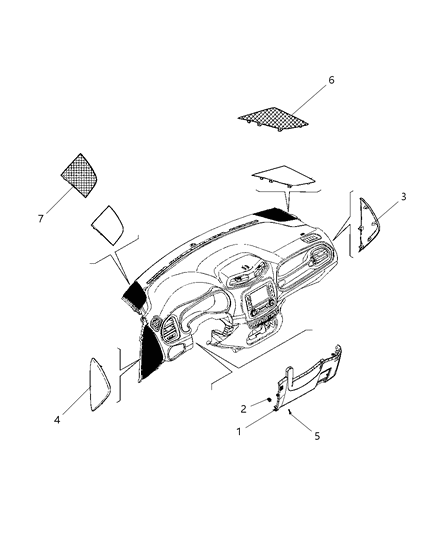 2015 Jeep Renegade Instrument Panel Trim, Covers Diagram