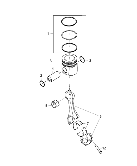 2020 Ram 3500 Pistons, Piston Rings, Connecting Rods & Connecting Rod Bearing Diagram 3