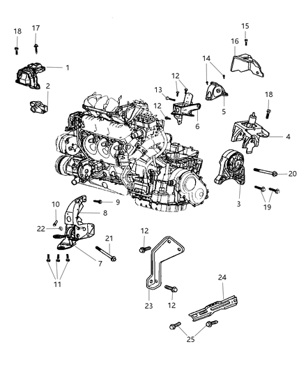 2003 Chrysler Voyager Support Engine Mount Diagram for 4861269AB