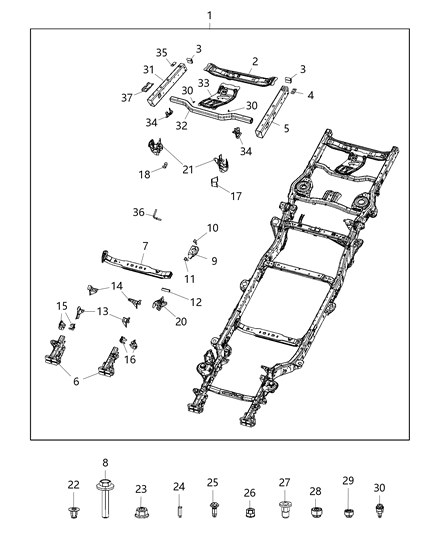 2021 Jeep Gladiator Nut Diagram for 6512142AA