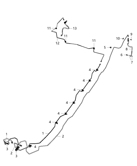 2021 Jeep Gladiator Brake Tubes & Hoses, Rear Diagram