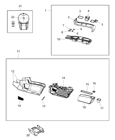 2020 Dodge Grand Caravan Console-Floor Diagram for 1PC89DX9AH