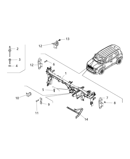 2016 Jeep Renegade Instrument Panel Structure Diagram
