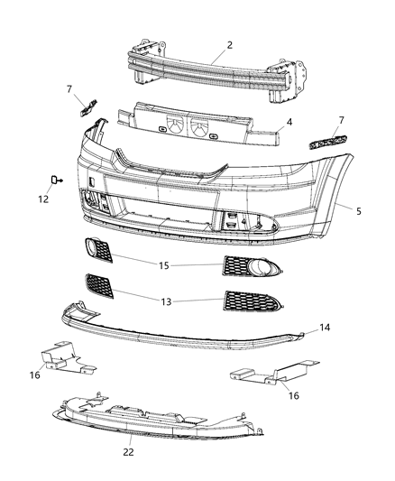 2018 Dodge Journey Fascia, Front Diagram 2