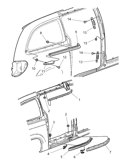 2001 Chrysler Voyager Body Pillar - Sliding Door Diagram